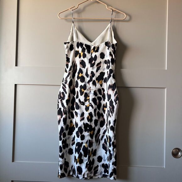 Revolve Super Down Slip Dress Women White Black Small Animal Print V Neck Lined - Picture 2 of 16